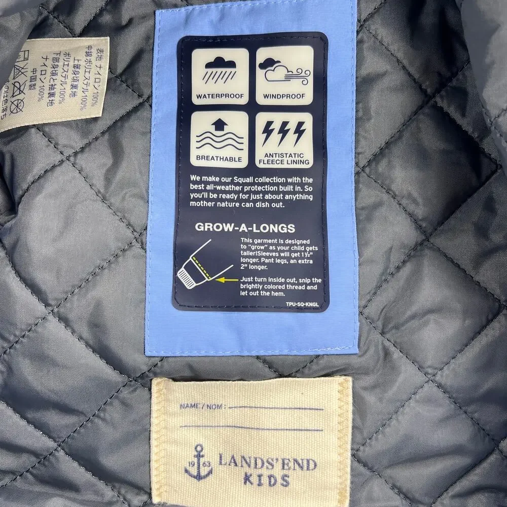 Lands' End Kids The Squall Insulated Winter Coat Grow Along Blue Size Large/14